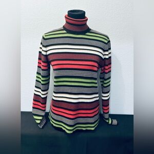 Jones New York Striped Multicolor Long Sleeve Sweater